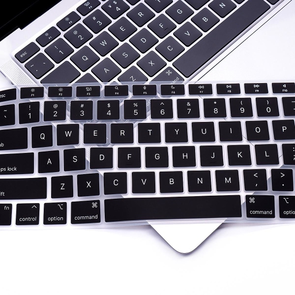 Svart tastaturdeksel kompatibelt med MacBook Air 13-tommers bakgrunnsbelyst Magic Keyboard med skjerm og berørings-ID, støvtett silikontastaturdeksel