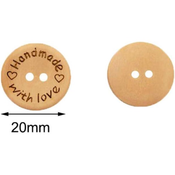 100 20 mm träknappar, handgjorda av Love, används för sömnad och produktion
