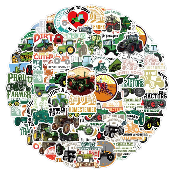 50 Farm Tractor Stickers, Laptop Stickers, Vinyl Stickers til bil, Bagage, Skateboard og Motorcykel, Stickers til Teenagere og Voksne