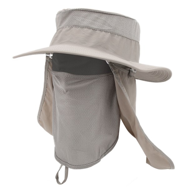 Fiskehat Nylon åndbar solhat med nakkeflap til mænd og kvinder lys grå