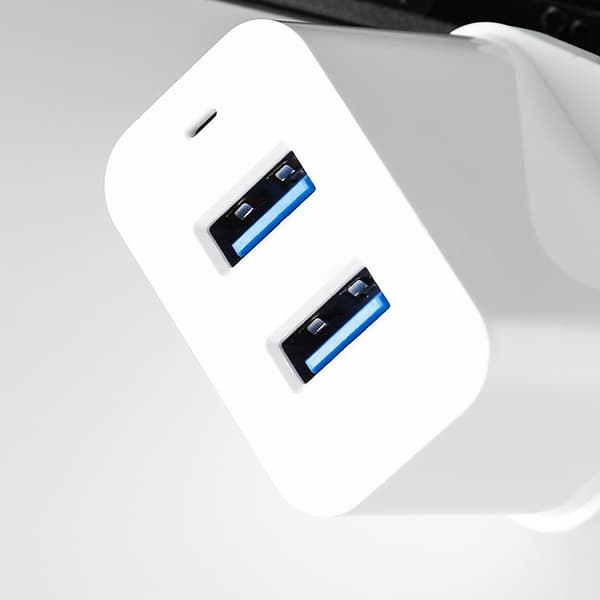 iPhone USB-stik, Dobbelt USB-oplader Stikadapter 3-benet Strømforsyning Dobbelt Port