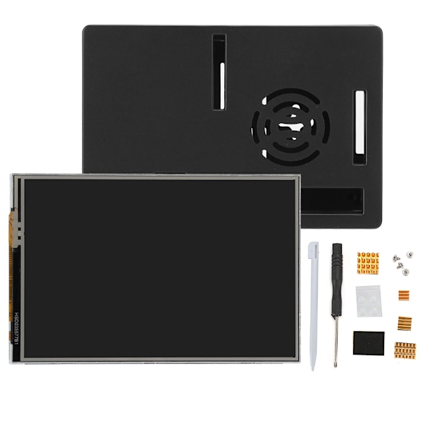 För Raspberry Pi 4B Set ABS-fodral Skyddsskal 3.5in Skärm Kylfläns Skruvmejsel