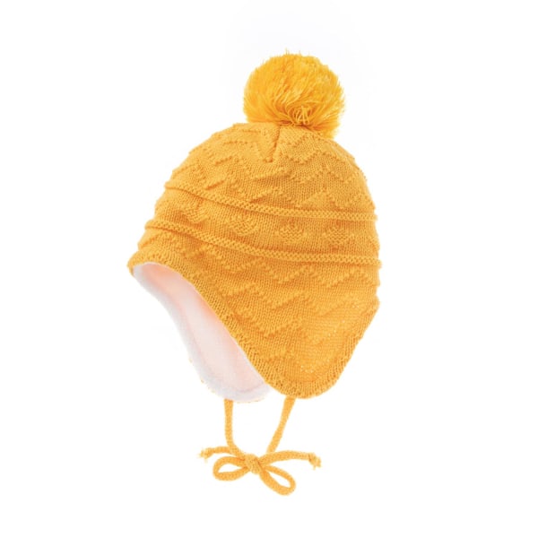 Lasten cap Yksivärinen Fur Ball Plus Fleece-raidallinen baby cap (keltainen)
