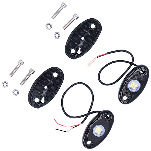 Par Rocklys Hvite 9LEDs IP68 Chassis Underglow Lampe Universell for Bil Lastebil ATV RZR UTV