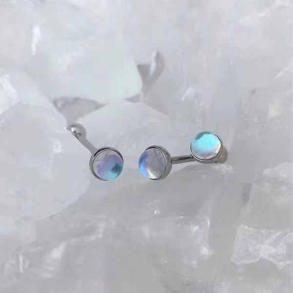Färgglada tungringar i rostfritt stål med Aurora Cat Eye-stenar (set med 5)