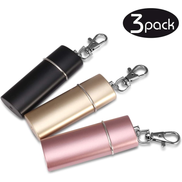 Set med 3 portabla askfat (svart + rosa + guld) mini resaskfat Luktfri vindtät askfat med nyckelring
