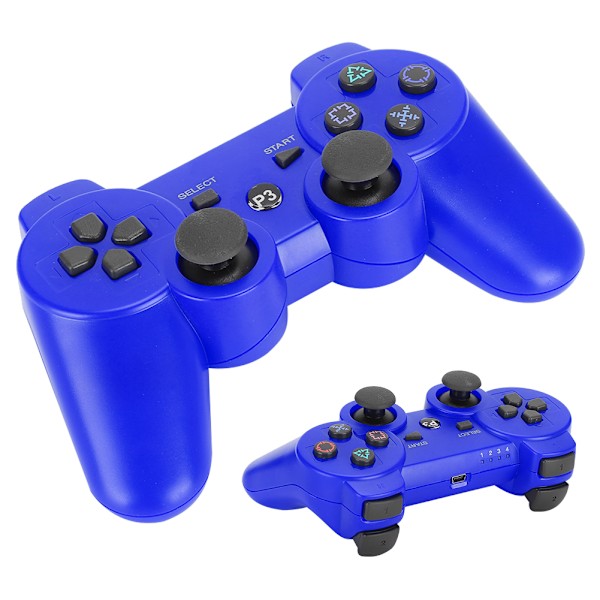 Trådlös Intelligent Bluetooth Spel Gamepad Funktionell Handkontroll Signalstabilisering för PS3blå