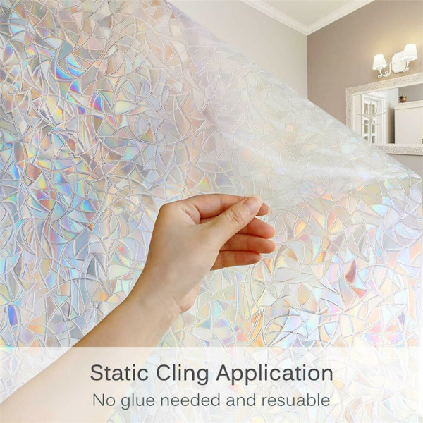 3D staattinen koristeellinen ikkunalasi kalvo staattinen tarttuva ikkunakalvo anti-UV sateenkaarikalvo kodin sisustus