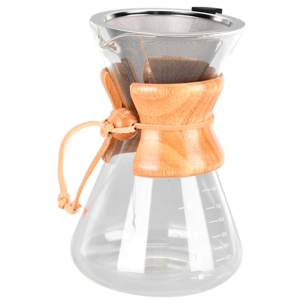 Varmebestandig kaffekanne drypper med trakt Stor kapasitet Hell over kaffetrakter for hjem 800 ml