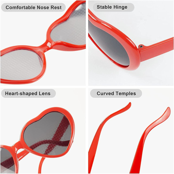 Special Effects 3D hjertebriller - sæt med 3, ideel til karneval, musikfest og barsjov