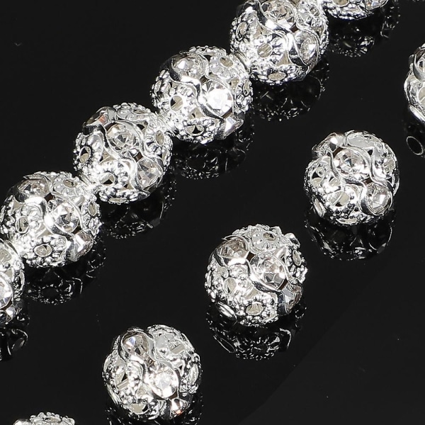 100 stk Antik Sølv Metal Rhinestone Rondelle Spacer Beads 6 mm til DIY smykker fremstilling