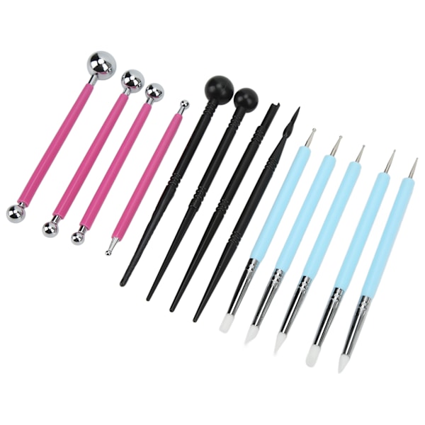13 Delars Modellera Skulpteringsverktyg Set Kompletta Verktyg Olika Storlekar Kulspetsverktyg Prickverktyg för DIY Keramik Skulptur