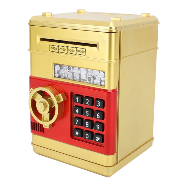 Spargris Kontantmyntburk Automatisk Rullande Papperspengar Sparbössa Mini ATM Myntbank Pengar Sparbössa med Lösenord för Pojkar Flickor Leksak Present Guld