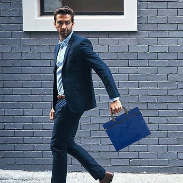 1 stk Blå etui taske dokumentmappe kontor lynlås bærbart sæt mænds dokumentmappe fil