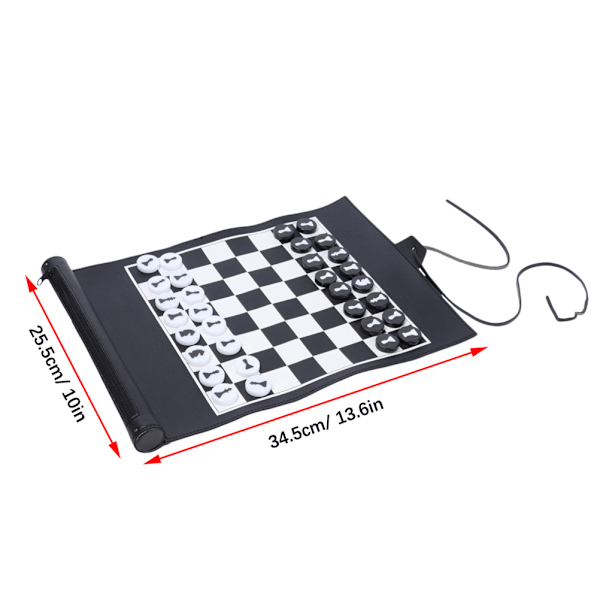 Schackset Portable Travel Brädspel PU Leather Roll Up Schackspel Set för barn Vuxna