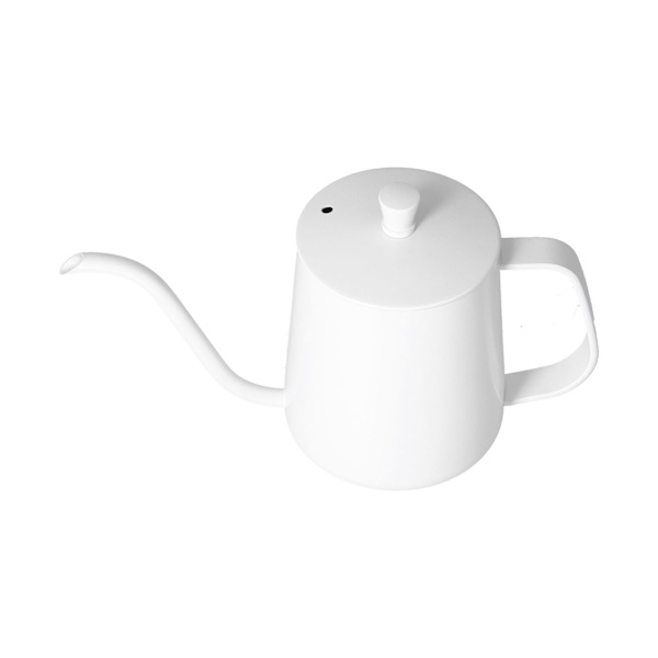 Hand Drip Kaffeekanne Edelstahl Kaffeekanne Gießen Gießen Über Gooseneck Teekanne mit Deckel Weiß 600ml