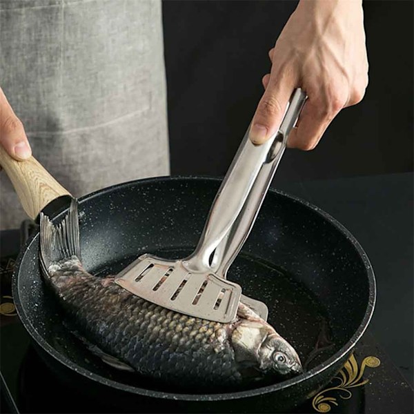 Friterad fisk klämma grill mat klämma rostfritt stål bröd tång kök redskap