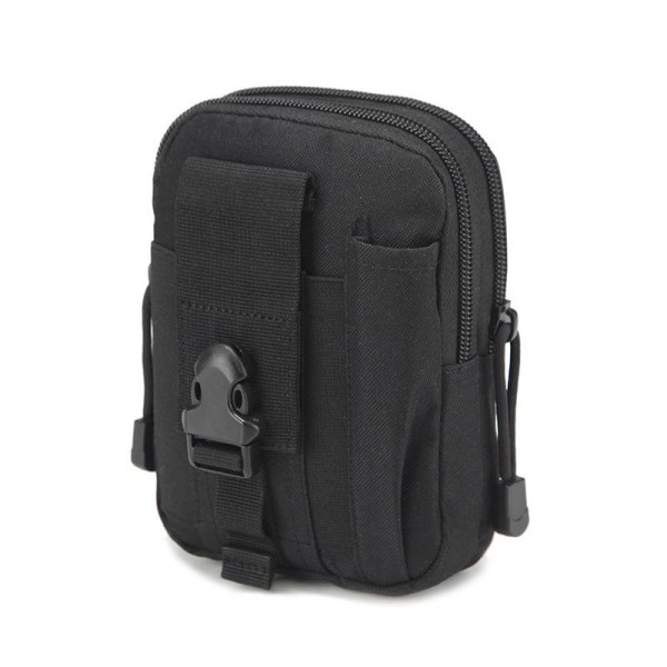 Tactical Waist Pack, Nylon Taljetaske - Sort - Multifunktionel EDC Molle Gadget-taske til udendørs, vandreture, bjergbestigning og cykling