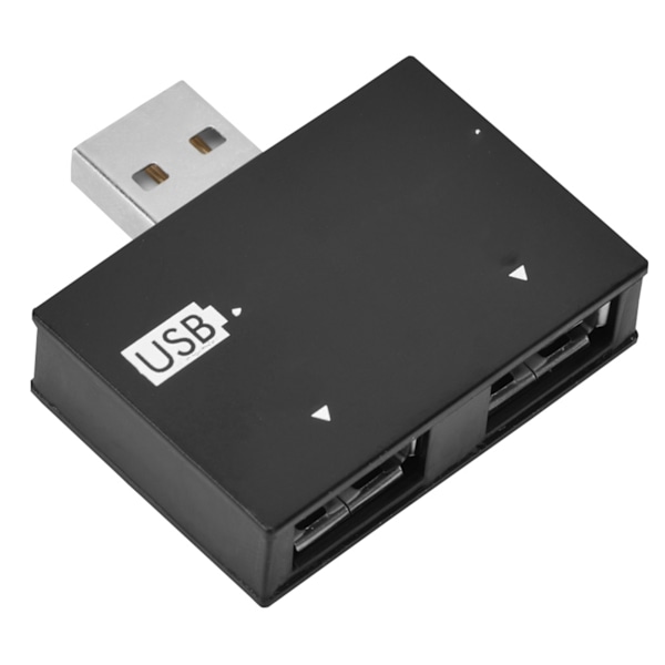 Hub USB2.0 Hane till 2-Port USB Dubbelladdare Splitter Adapter Konverterare Koncentrator (Svart)