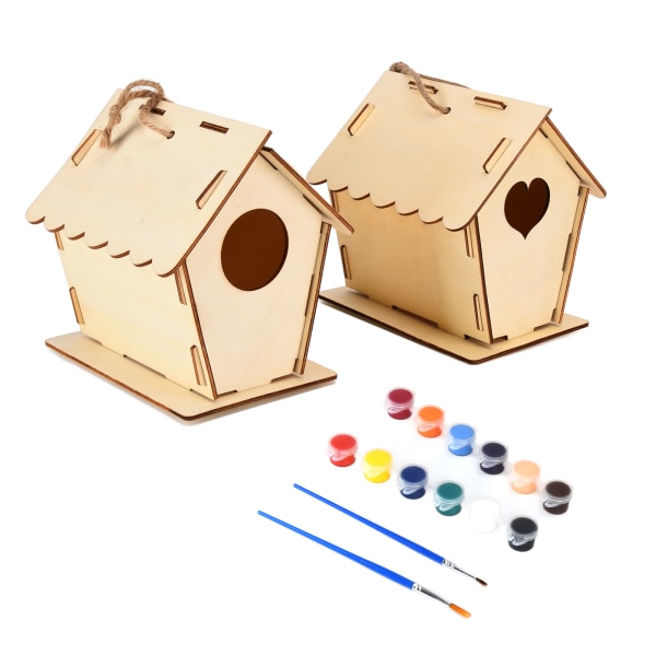 Bird House DIY tre manuell grafitti utendørs hengende fuglehus fuglebur håndverk