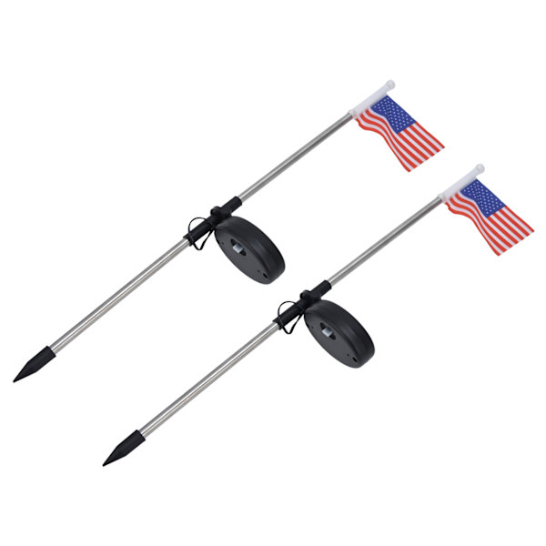 2 stk. solcelledrevet havelampe i form af det amerikanske flag til udendørs landskabsbelysning, hvidt lys