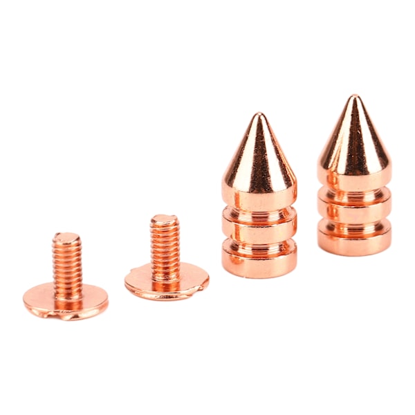 100 Set Spetsiga Konformade Nitar Hög Hårdhet Metallplätering Roséguld Skruv Nitar Spikar Kit för DIY Kläder Skor 7x15mm