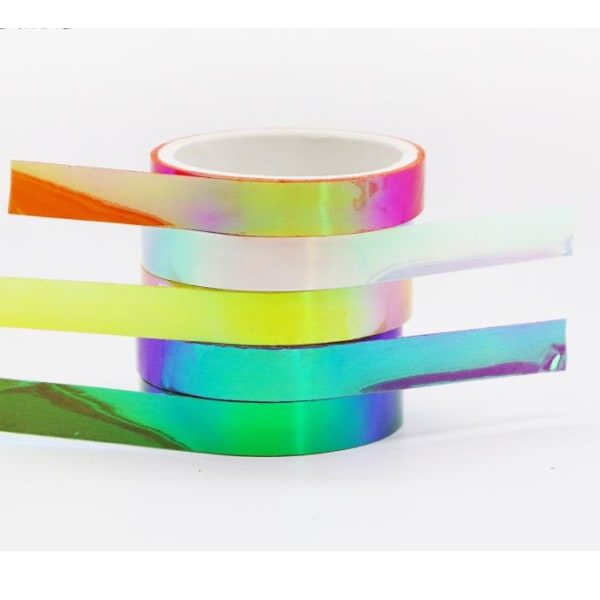 3 stykker fargelaser regnbuetape kreativ laser gradvis endringstape elevhåndbok materiale vanntett tape