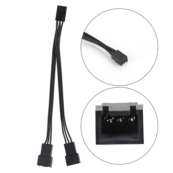 5 stk. 3-pin 1 til 2 forlængerkabel splitter CPU kabinet blæser sleeve adapter strømkabel
