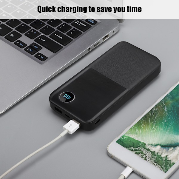 Mobil Power 10000mAh Powerbank Typ E C Gränssnitt Med Digital Display Snabbladdning