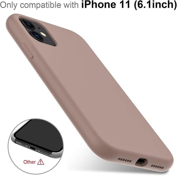 iPhone 11 Case with Screen Protector, Soft Liquid Silicone Gel Rubber Bumper Cover, Protective Phone Case for iPhone 11 6.1\" Light Brown