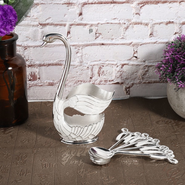 Elegant Swan kaffeskjesett - dekorativt servise i europeisk stil sølv Silver