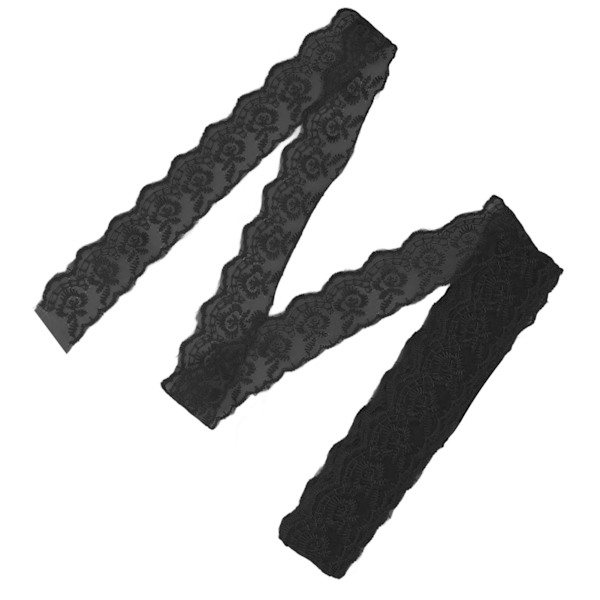 Blonderibbon 10 Yards Blødt Elastisk Blondestof til Syning af Tøj Bryllupsfest Dekoration Gaveindpakning Sort