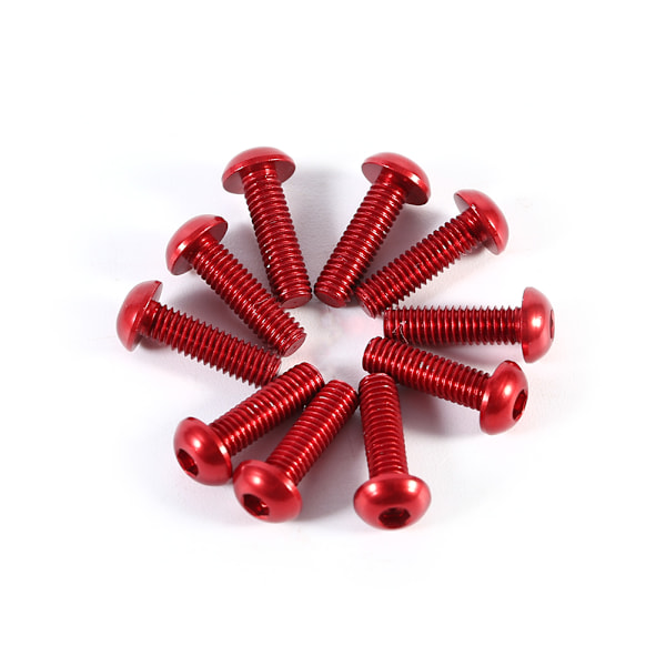 10 stk M3 6-10mm Knapp Rundt Hode Aluminiumlegering Metrisk Hex Socket Cap Skrue Bolt Rød 10mm