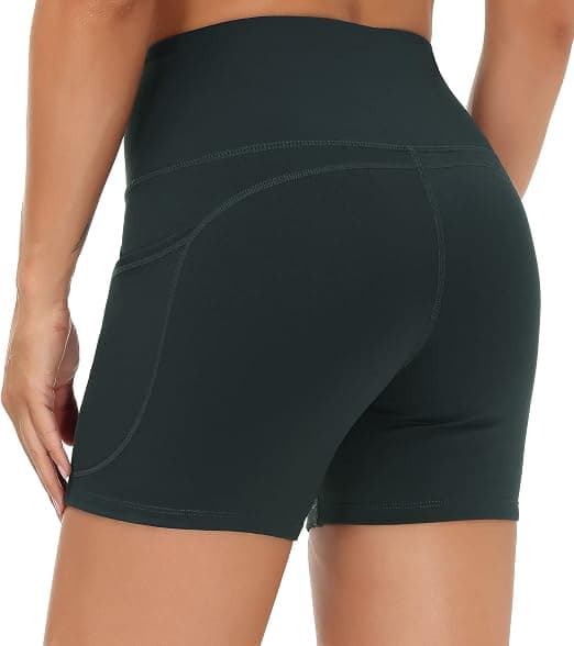 Træningsshorts til kvinder, høj talje, åndbare Dolphin Split elastiske lounge yogashorts, mørkegrå