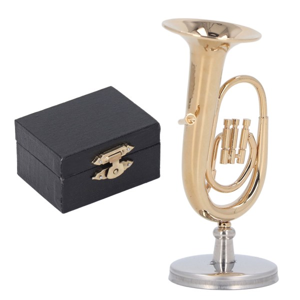 Miniatyr Tuba Modell Mässing Guldpläterad Euphonium Mini Miniatyr Tuba Musikinstrument Modell Present med bas