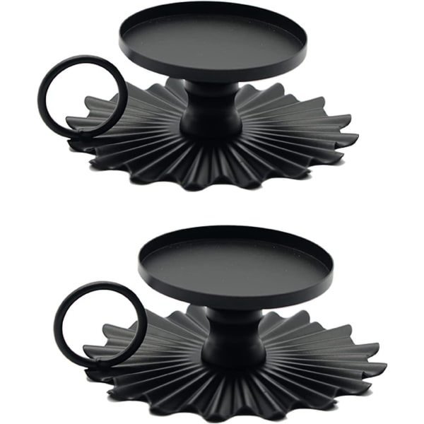 Rautainen ruokapöytä musta pitsinen kynttilänjalka koristeellinen koriste - 2 kpl