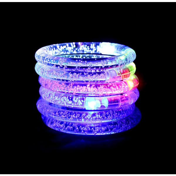 6 st Blinkande armband, akryl Färgglada återanvändbara LED-armband för Halloween Julkonsert Bröllop Festdekoration Leksak Slumpmässiga färger