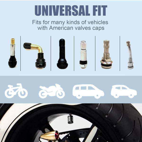 Dækventilspindeldæksler - (12 pakke) metaldæksel til dæk med korrosionsbestandig plastforing Lækagesikker til bil, lastbil, motorcykel, SUV og cykel