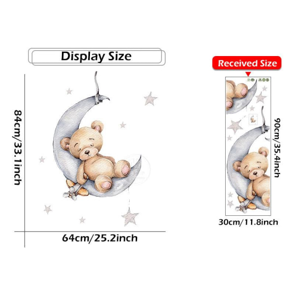 Bear Shape Wall Stickers On The Clouds Wall Stickers Moon Star Varmluftsballong Sweet Dream Wall Sticker For Baby Room Barnehage Barn Veggmaleri