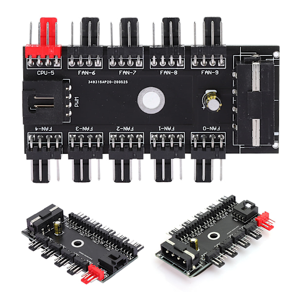 Fan Hub Computer Kølersystem 10-Port 4-Pin Pulsbreddemodulation IDE 12V til Kabinet