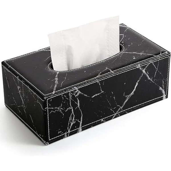 (Sort) Rektangulær Marmor Tissue Box
