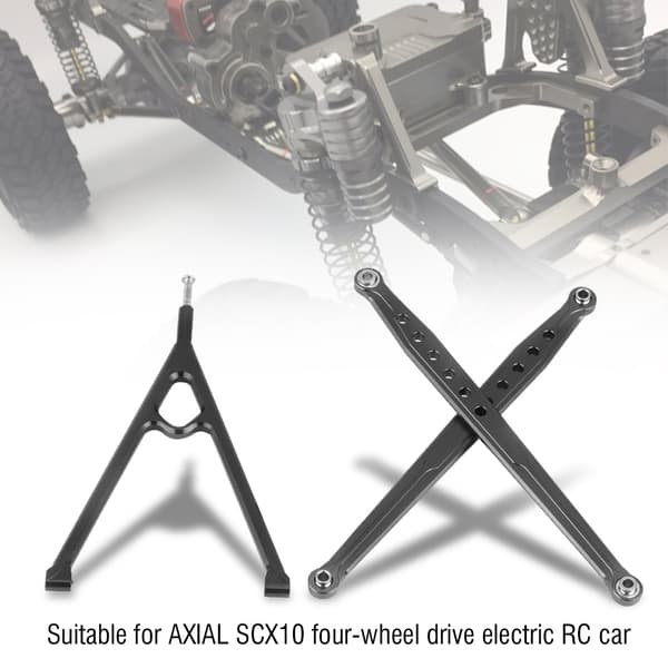 Trekantstøttestang + frontstøttestang til AXIAL SCX10 4-hjulstrukket elektrisk RC-bil (sort)
