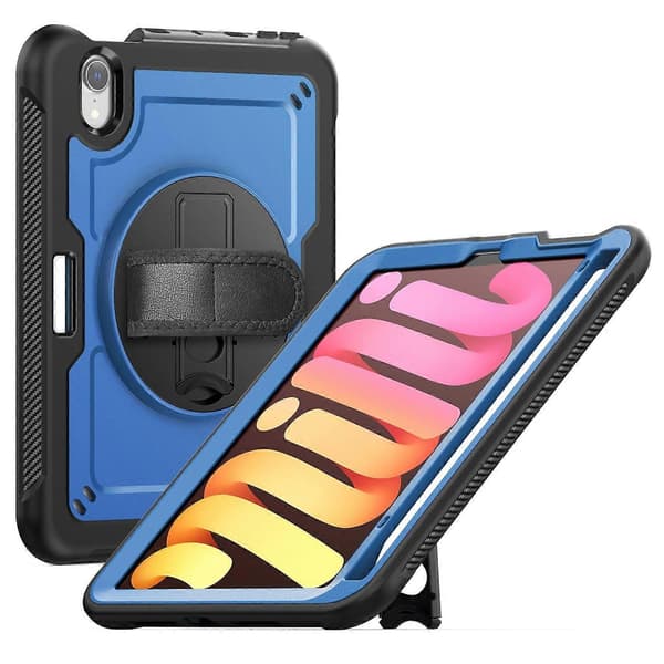 Case with Stand for iPad mini (2024)/(2021) PC+TPE Tablet Protection with Hand Strap and Shoulder Strap