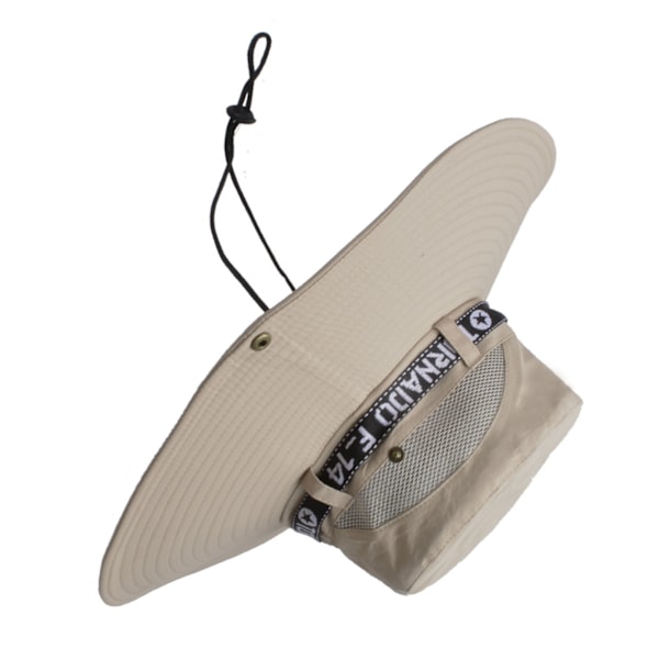 Fiskeskyddande Solhatt i Andningsbart Bomulls-Polyester, Stor Brätte, för Män, Sommar, Bergsklättring, Beige