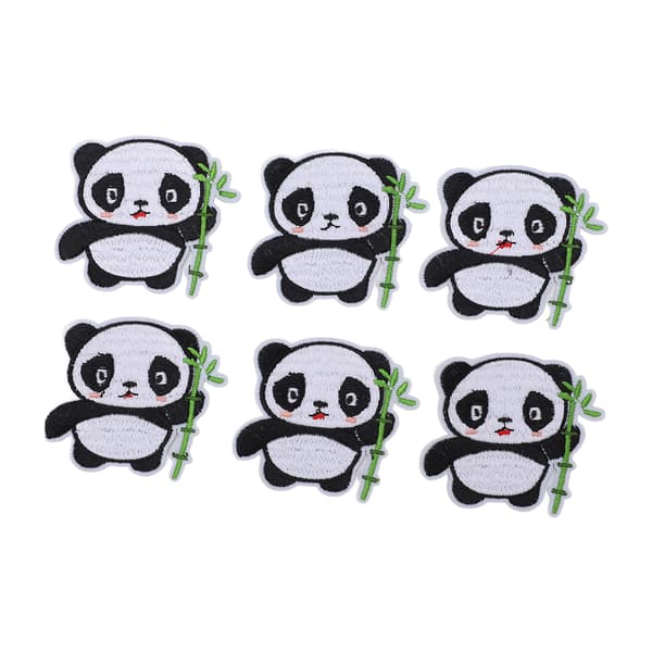 6 st Panda Patch Panda Mönster DIY Sy-lappar Bomull Klädlappar Anpassade Lappar för Ryggsäckar Kläder Väskor