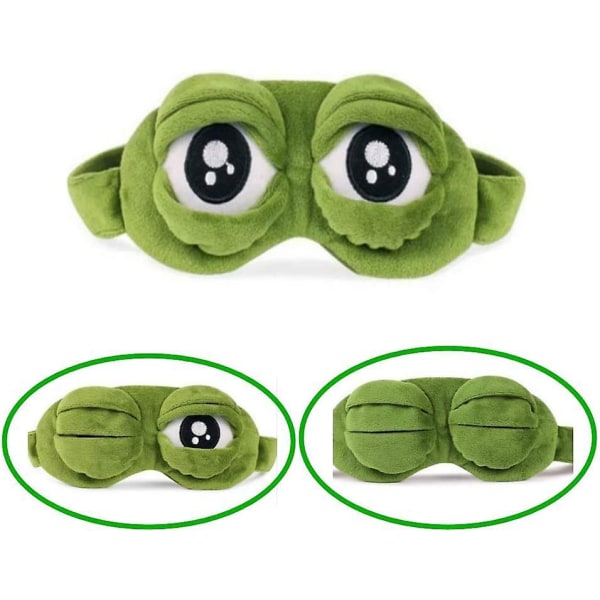 Sjov tegneserie Frog Eye Mask til søvn og rejser (grøn)