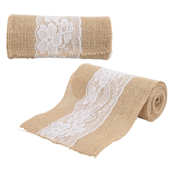 2 stk. Hessian Sækkelærredsblondebånd 2,4 m Længde Blødt Holdbart Tilfældig Klipning Simpel Elegant DIY Borddekoration