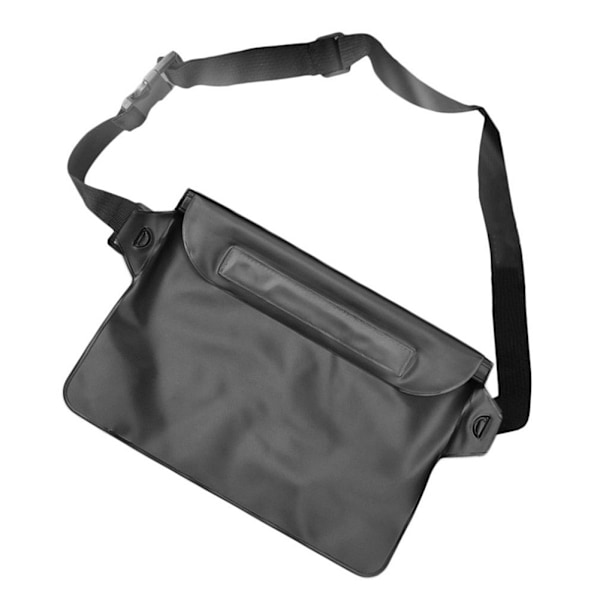 Midjeväska Vattentät PVC 22x22cm Stor kapacitet Justerbar remsnodd midjeväska för simning Svart