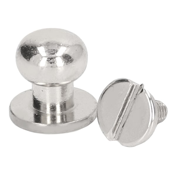 200 Sett Knappnagler 9x8mm Sterk Kobber Blank Rund Hode Bred Anvendelse Chicago Skruer for Veske Klær Sølv