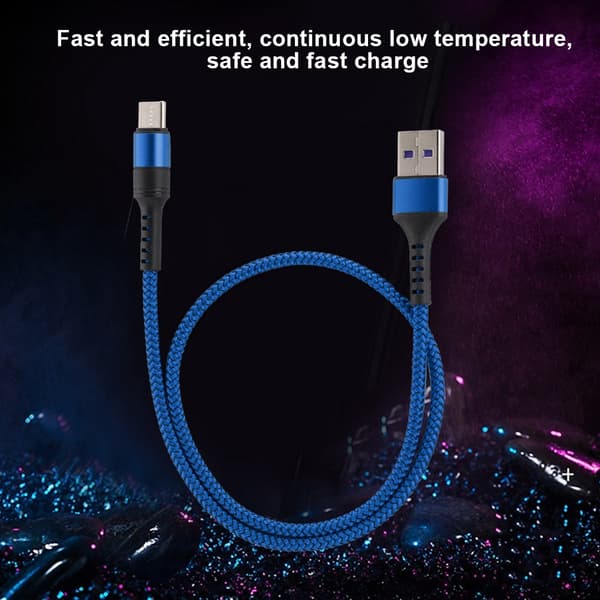 5A Superhurtig opladning Type C datakabel til Huawei P10/P10 plus p20/P20 Pro 0,5m (blå)